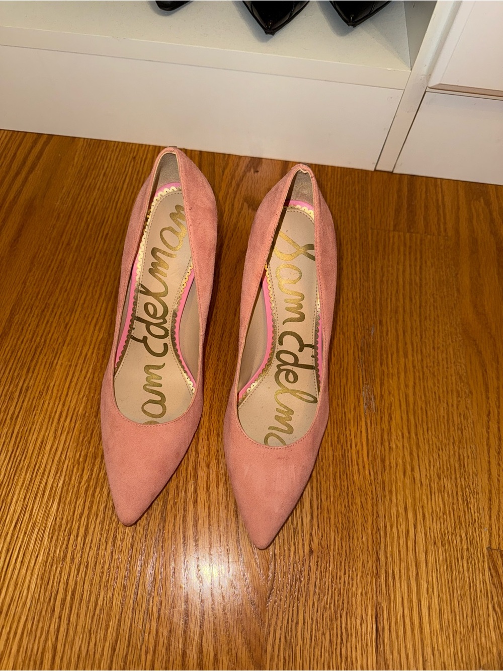 Sam Edelman Coral-Pink Suede Pointed-Toe Heels